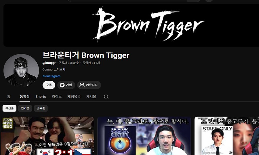 유튜브 채널 브라운티거 Brown Tigger